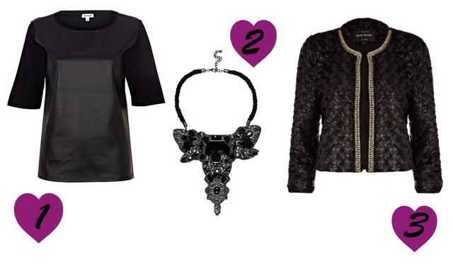 River Island, Black, Leather Top, Statement Necklace, Textured Jacket